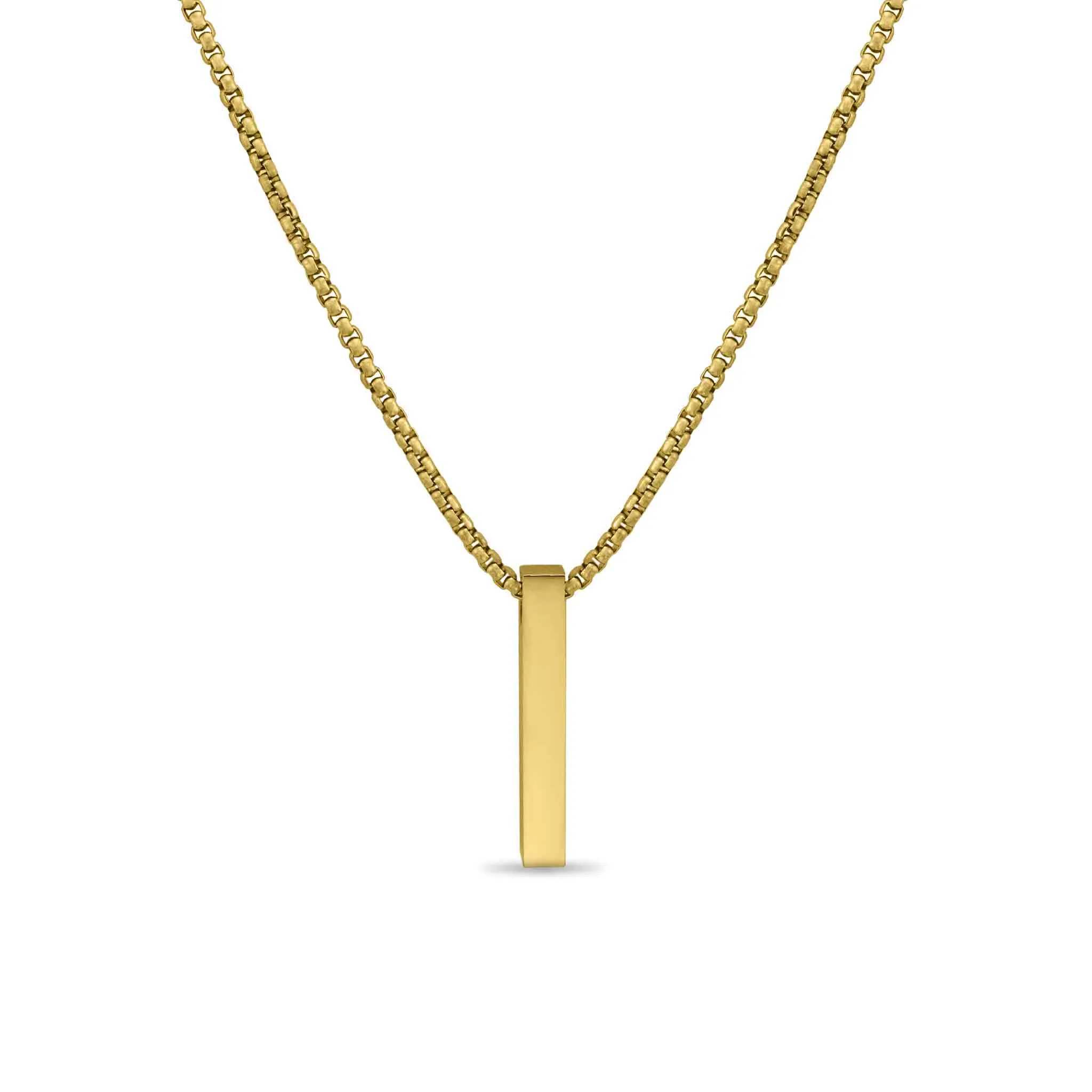 4 Sided Vertical Bar Necklace w/ 24" Box Chain / SBB0294