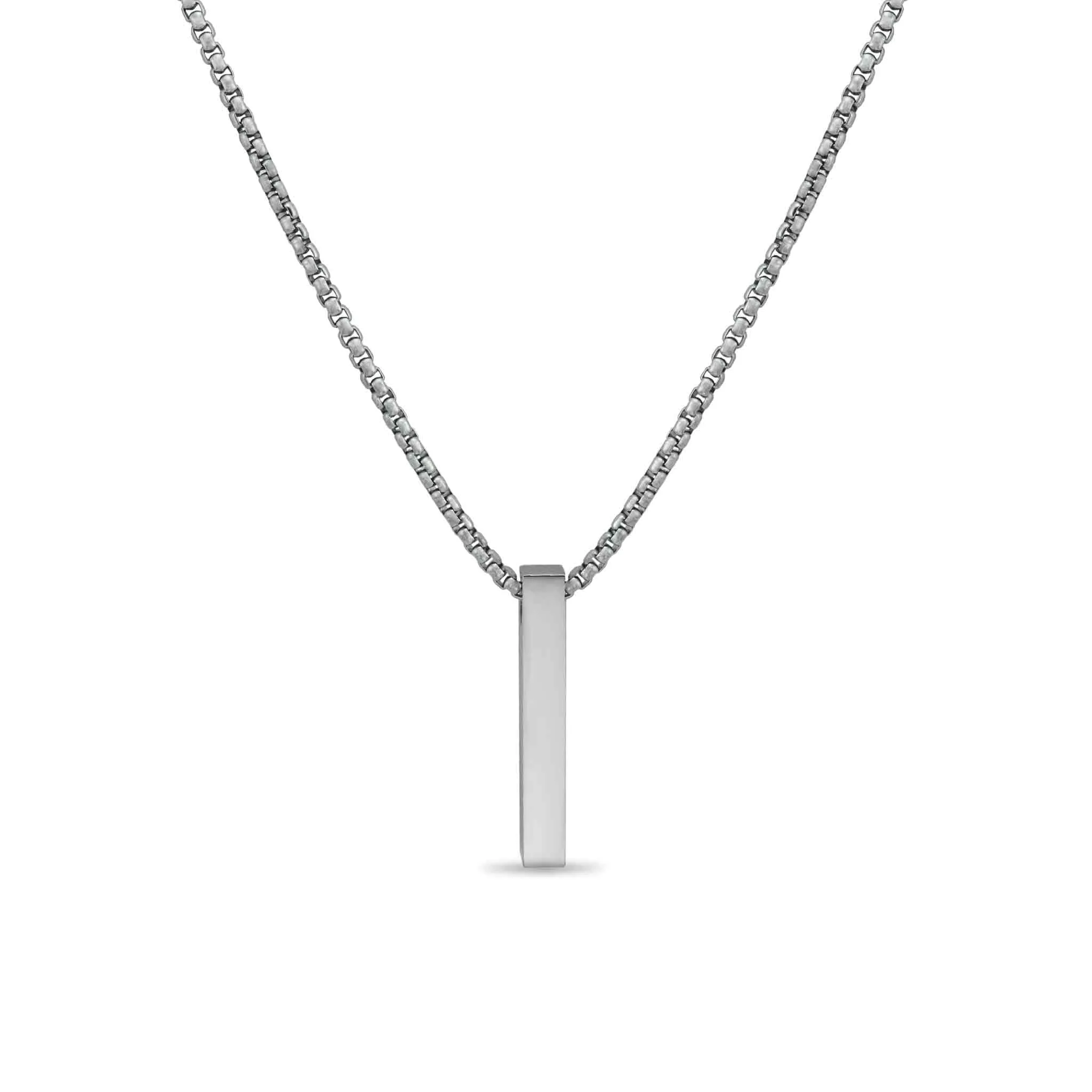 4 Sided Vertical Bar Necklace w/ 24" Box Chain / SBB0294