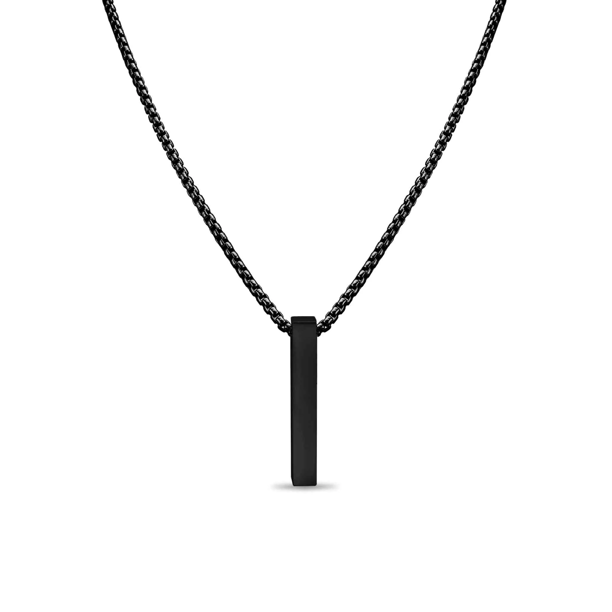 4 Sided Vertical Bar Necklace w/ 24" Box Chain / SBB0294