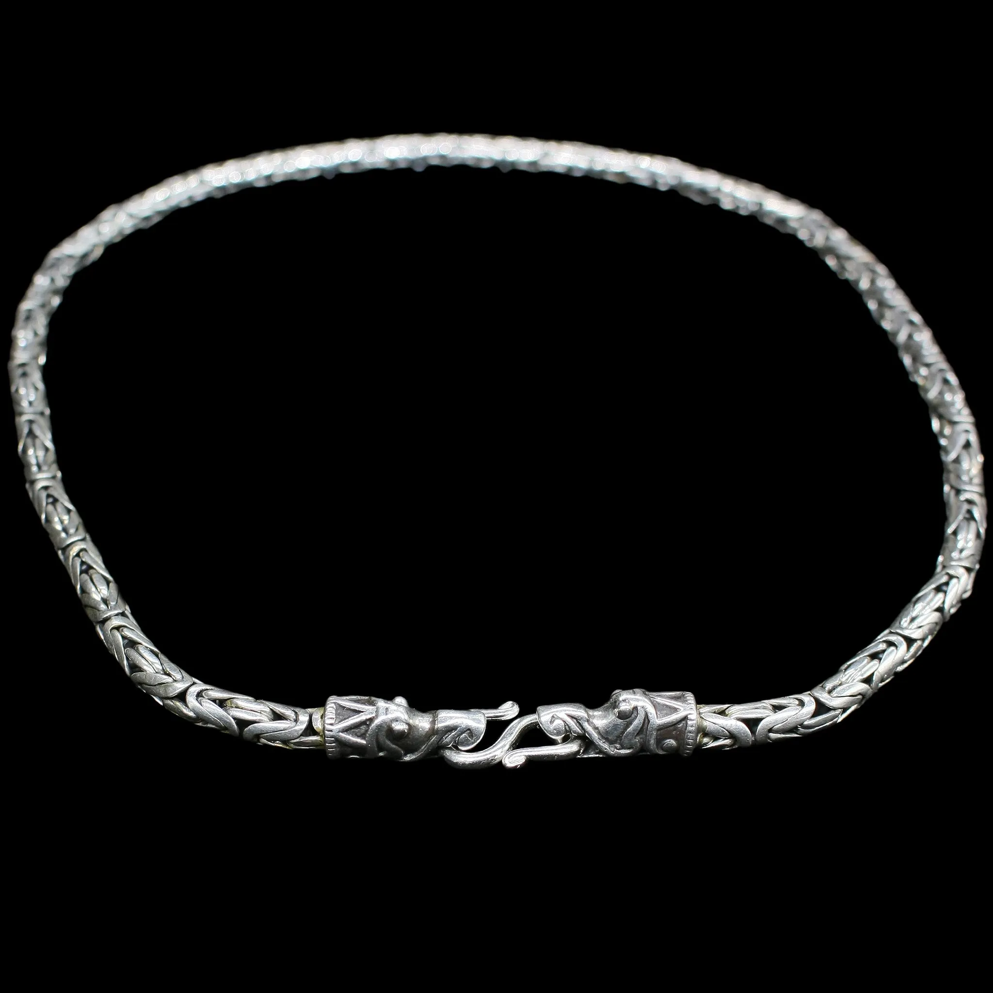 5mm Thick Silver King Chain Thors Hammer Necklace - Gotland Dragon Heads