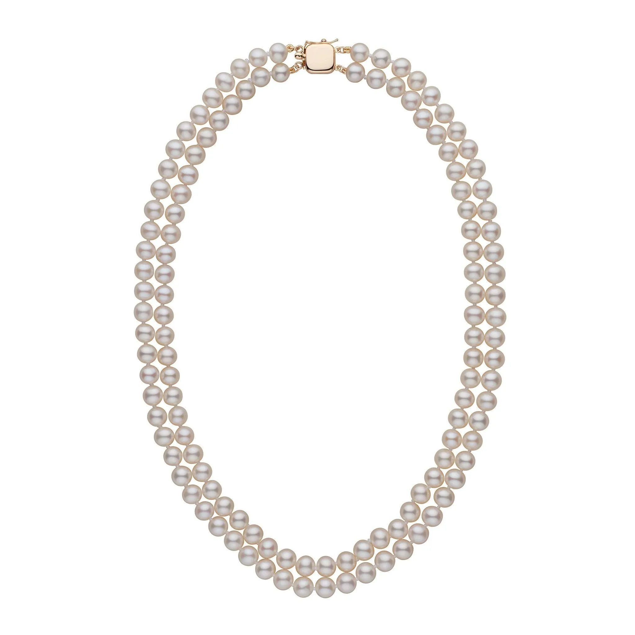 6.5-7.0 mm Double Strand AAA White Freshwater Pearl Necklace