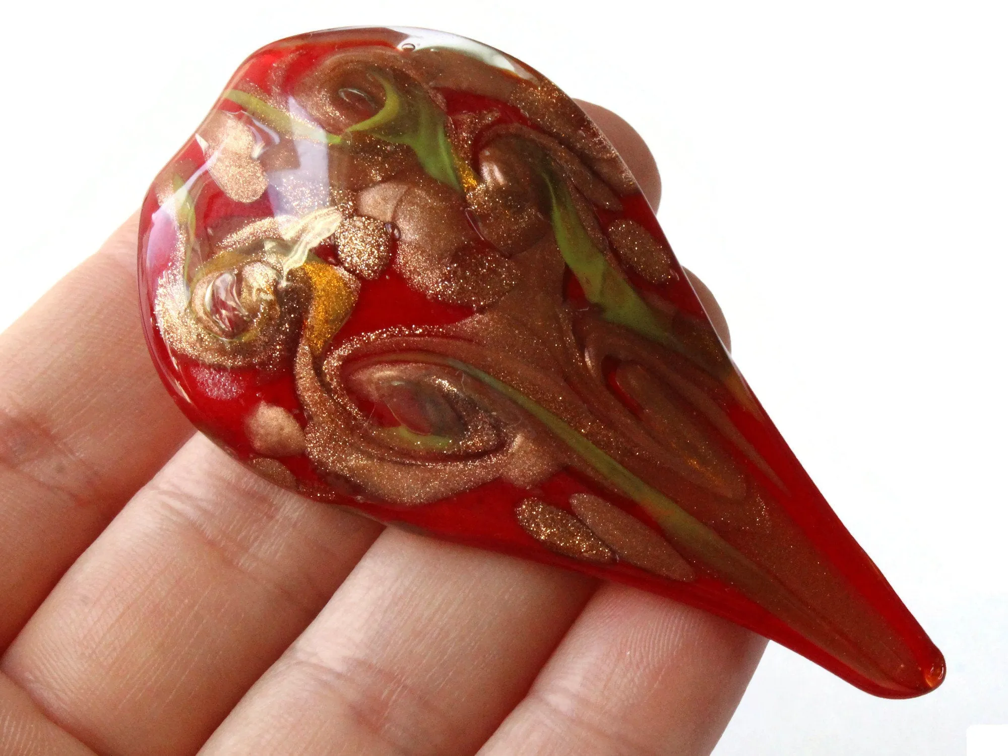72mm Red Foil Glass Drip Pendant