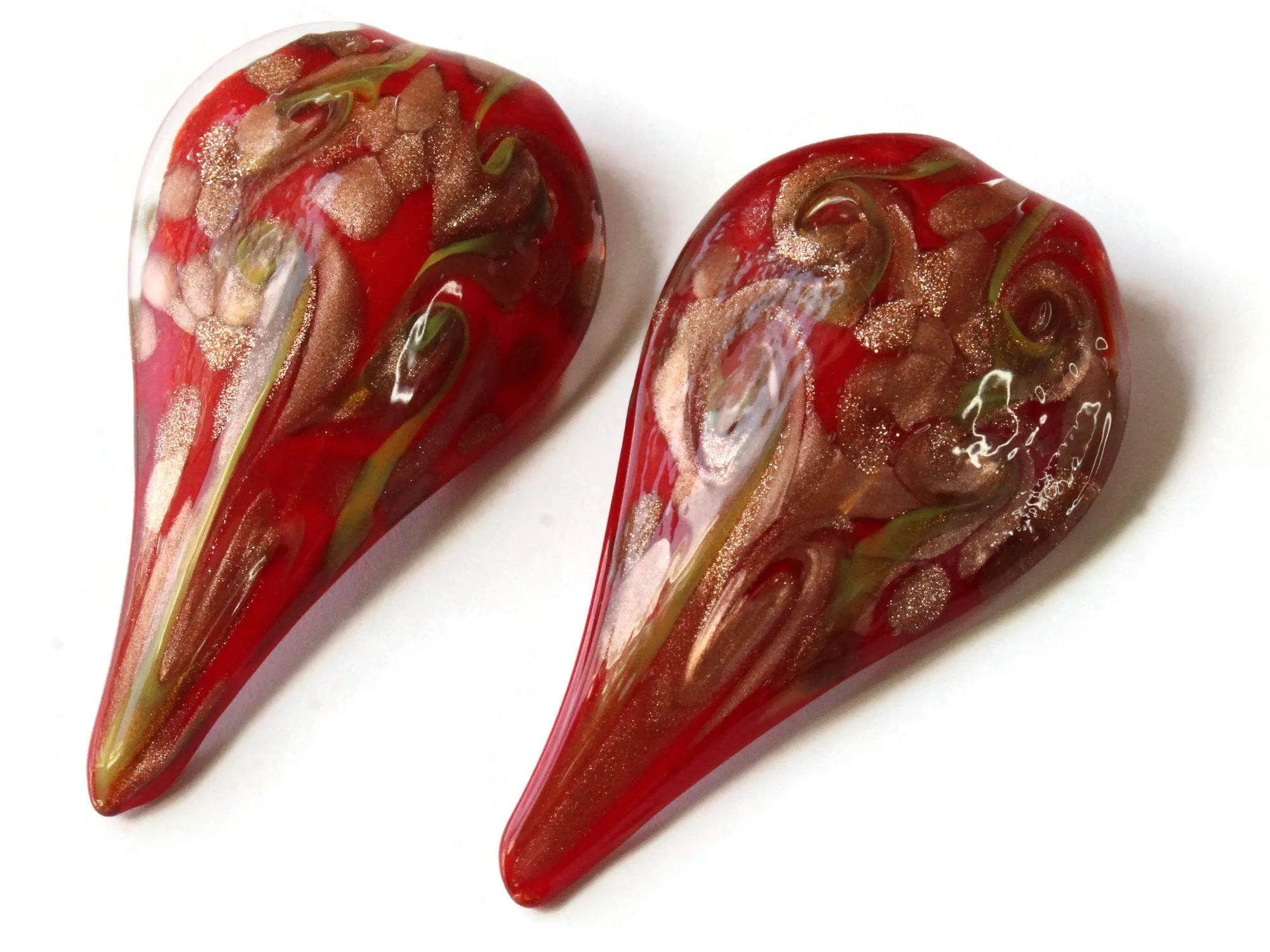 72mm Red Foil Glass Drip Pendant