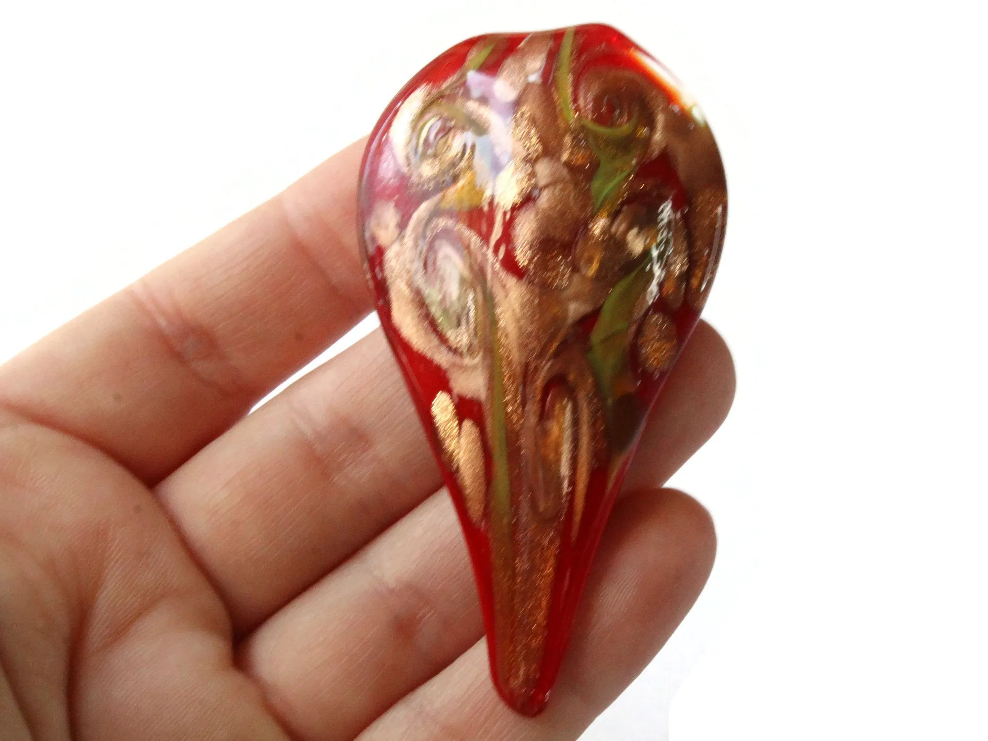72mm Red Foil Glass Drip Pendant
