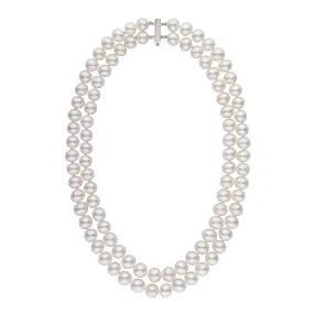 8.5-9.0 mm AA  Double Strand White Freshwater Pearl Necklace