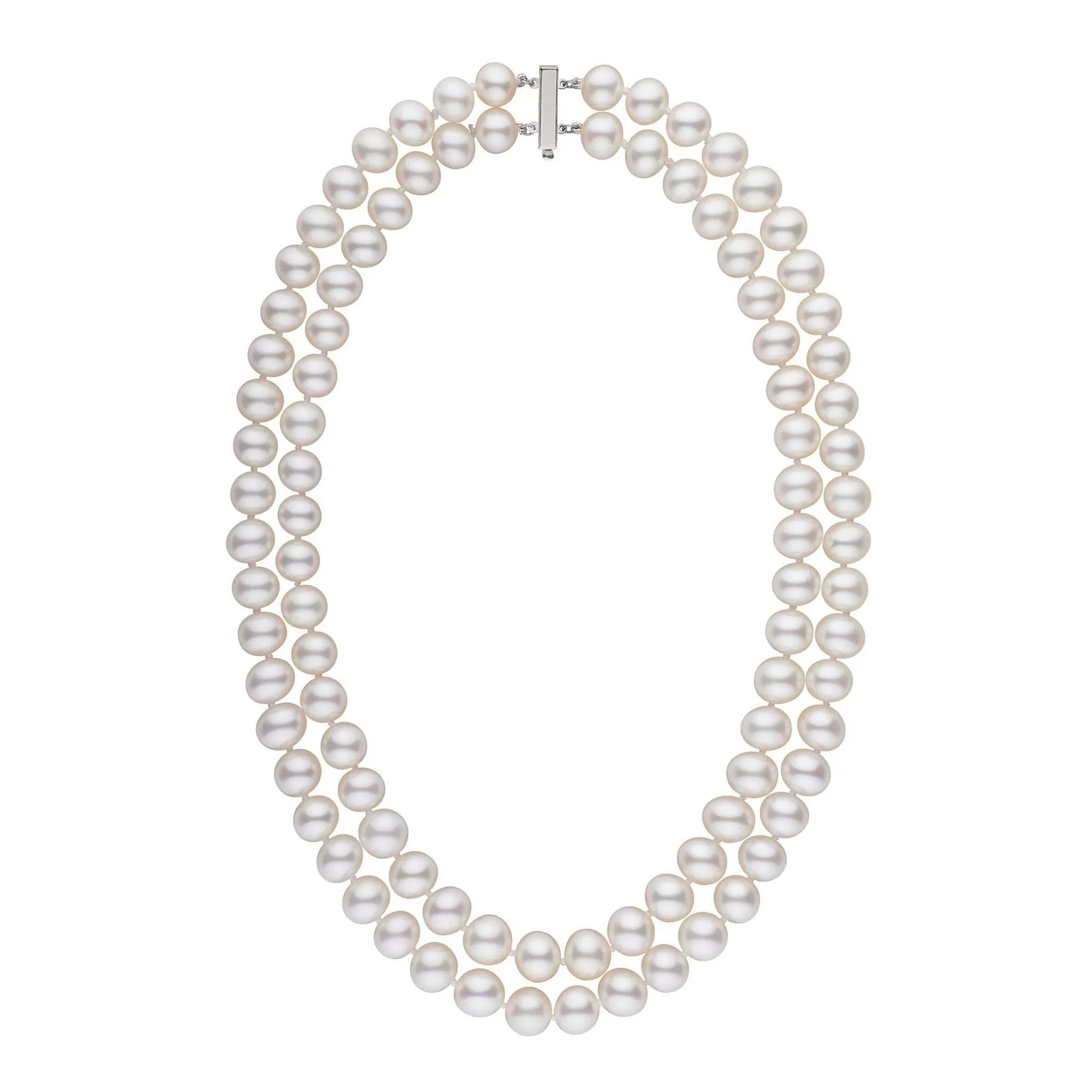 8.5-9.0 mm AA  Double Strand White Freshwater Pearl Necklace