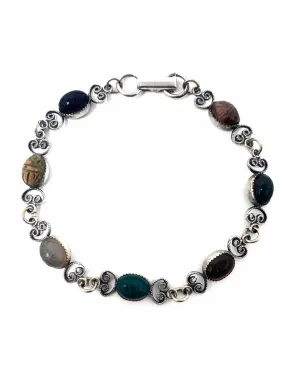 .925 Oval Carved Multi-stone Bracelet