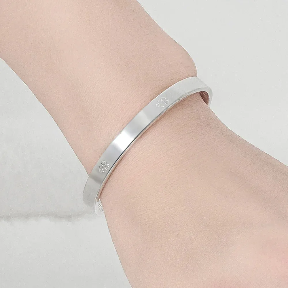 925 sterling silver Lucky Leaf Glossy Cuff Bracelet Bangles For Women luxury designer jewelry Accessories Free Shipping GaaBou
