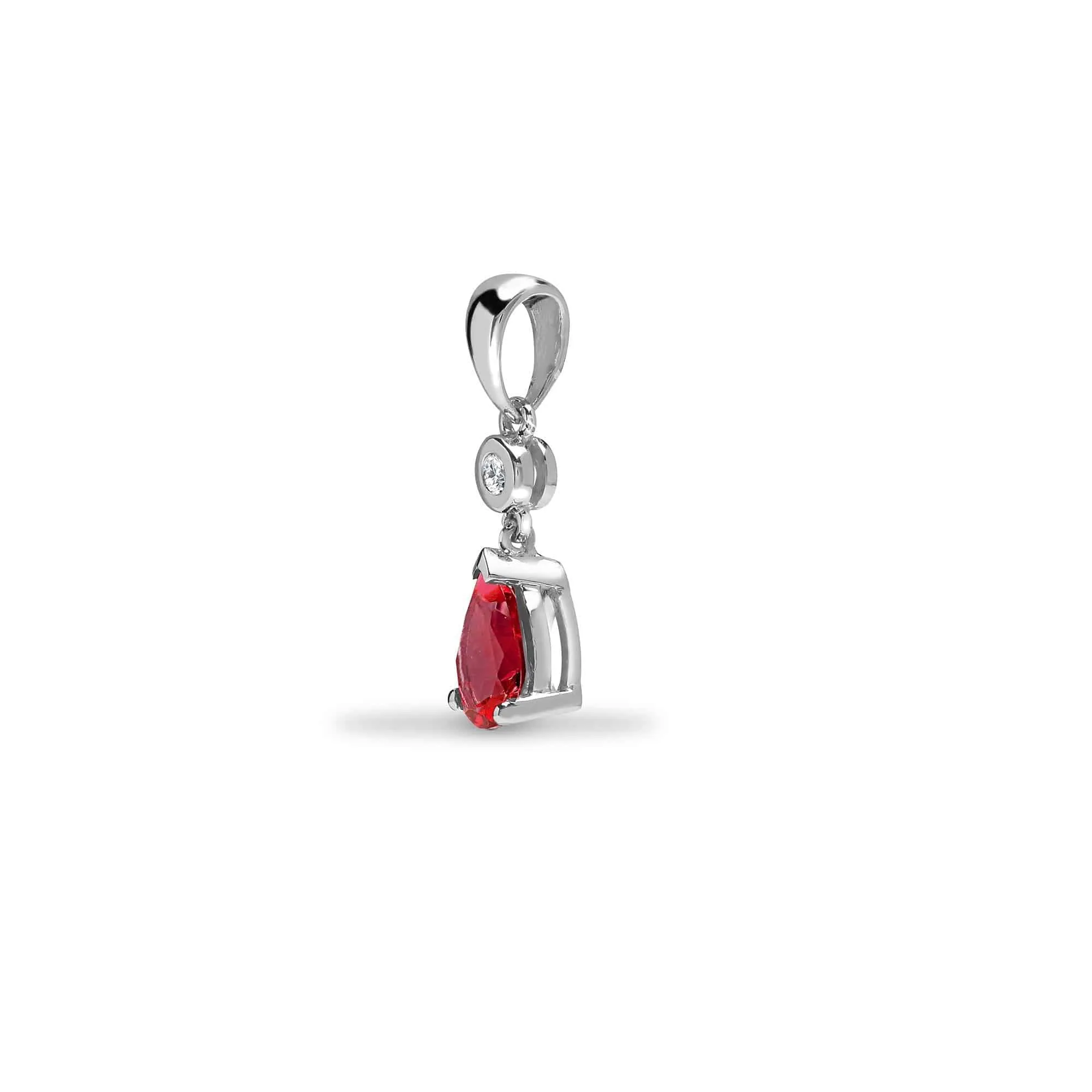 9ct White Diamonds - 4pts Ruby - 66pts Drop Pendant
