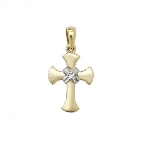 9ct Yellow & White Gold Cross Pendant PN086