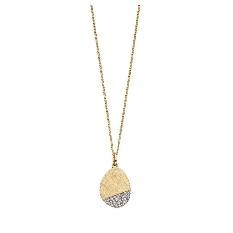 9ct Yellow Gold Brushed Effect Diamond Pendant Only GP2096