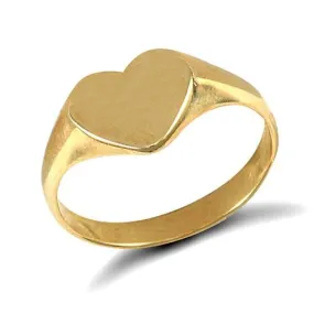 9ct Yellow Gold Heart Shaped Plain Signet Ring 2.7g
