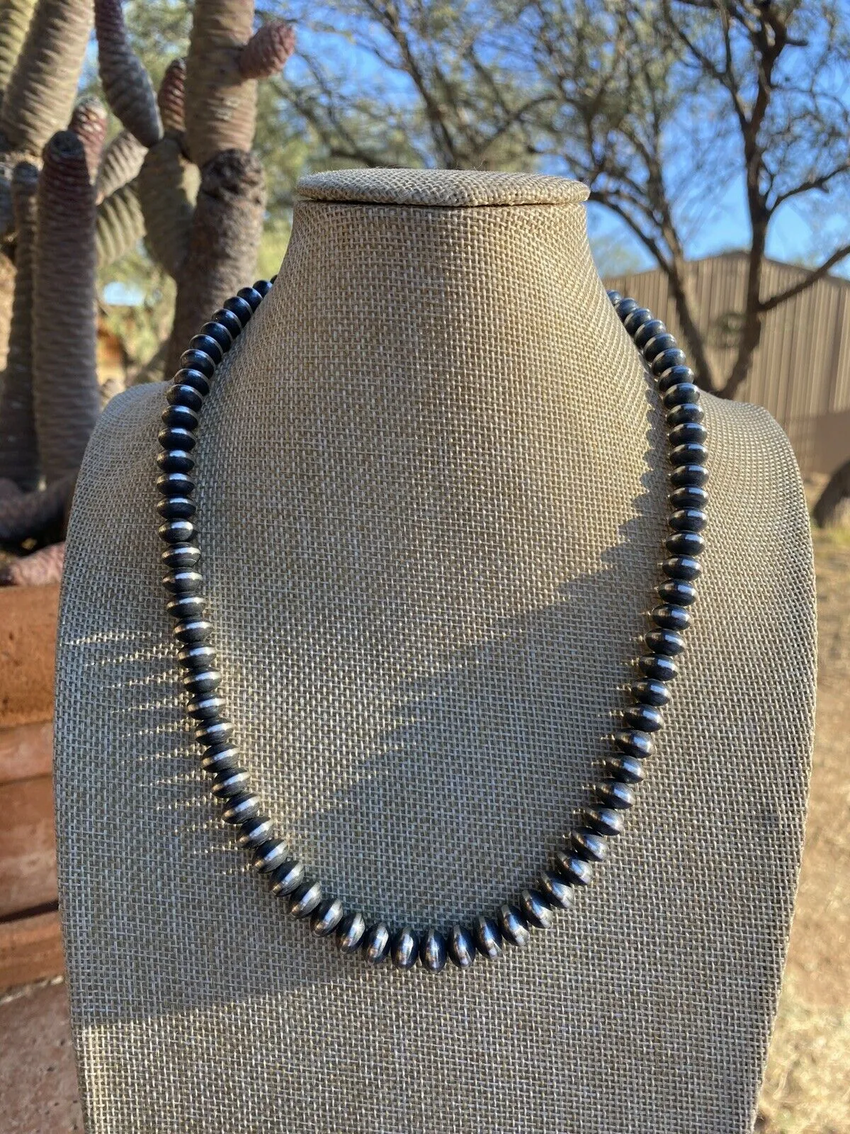 9mm Navajo Saucer Beaded Necklace
