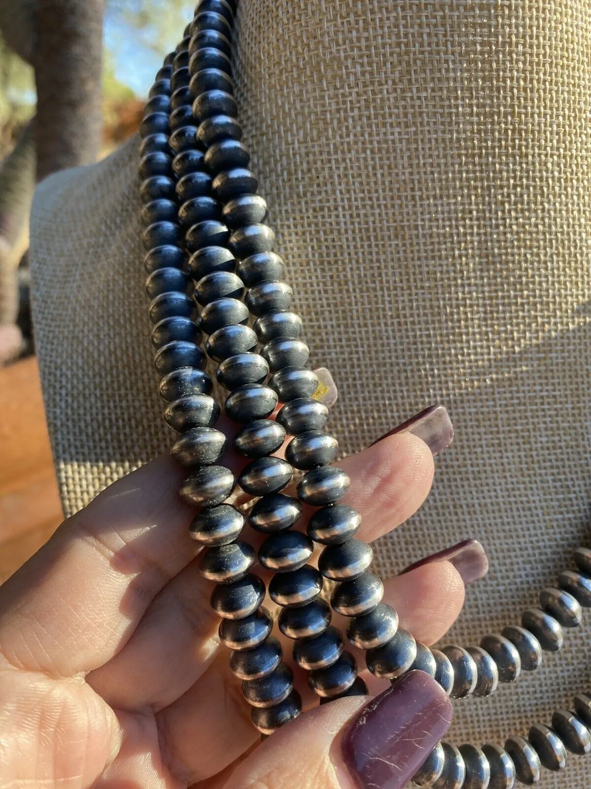 9mm Navajo Saucer Beaded Necklace