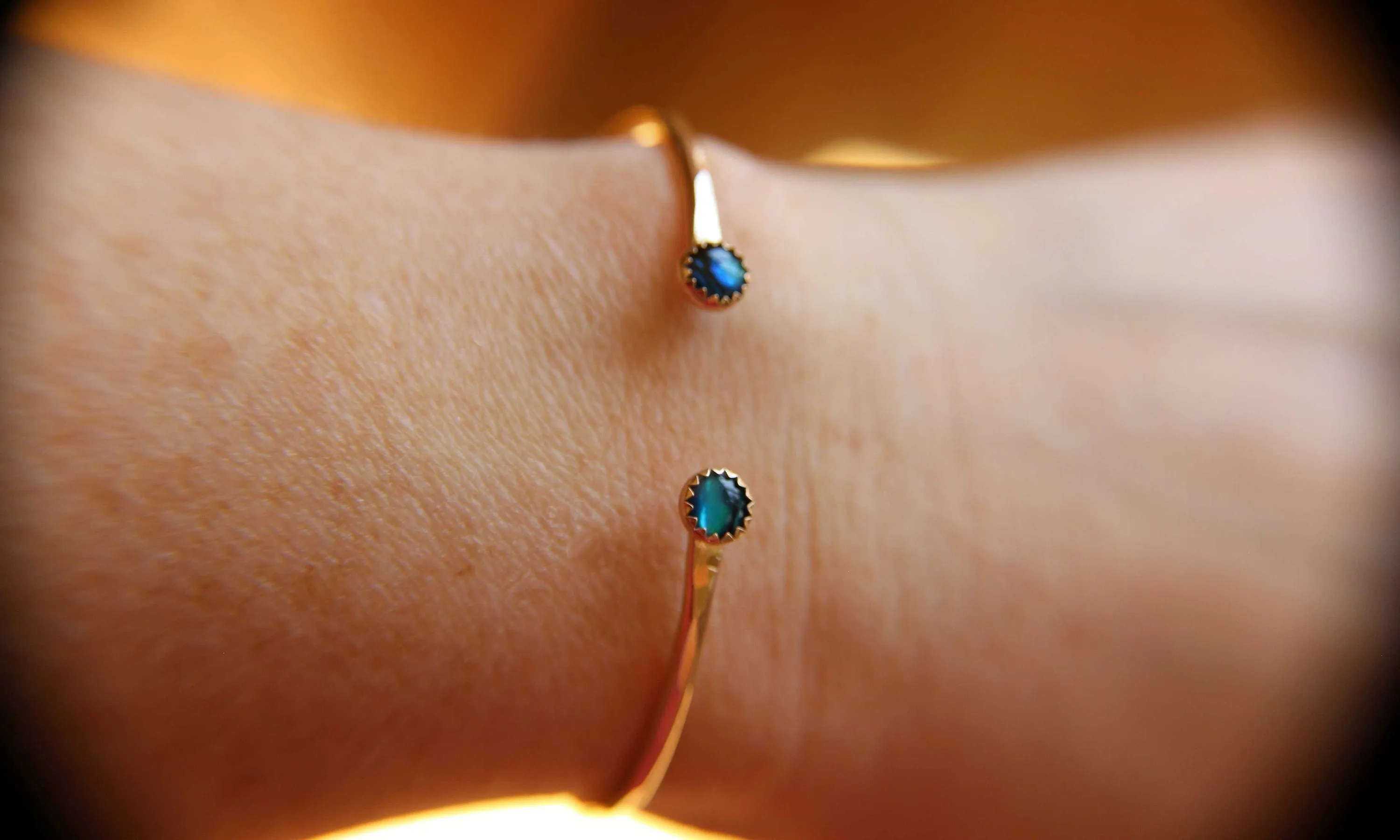 Abalone Shell Cuff Bracelet, Shell Bracelet, 14Kt Goldfill Bracelet, Gold Cuff Bracelet, Wedding Jewelry, Double Stone Bracelet, Blue, Gift