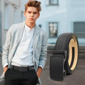 Adjustable Ratchet Leather Belt for Men - Elegant Accessory for Formal and Casual Outfits