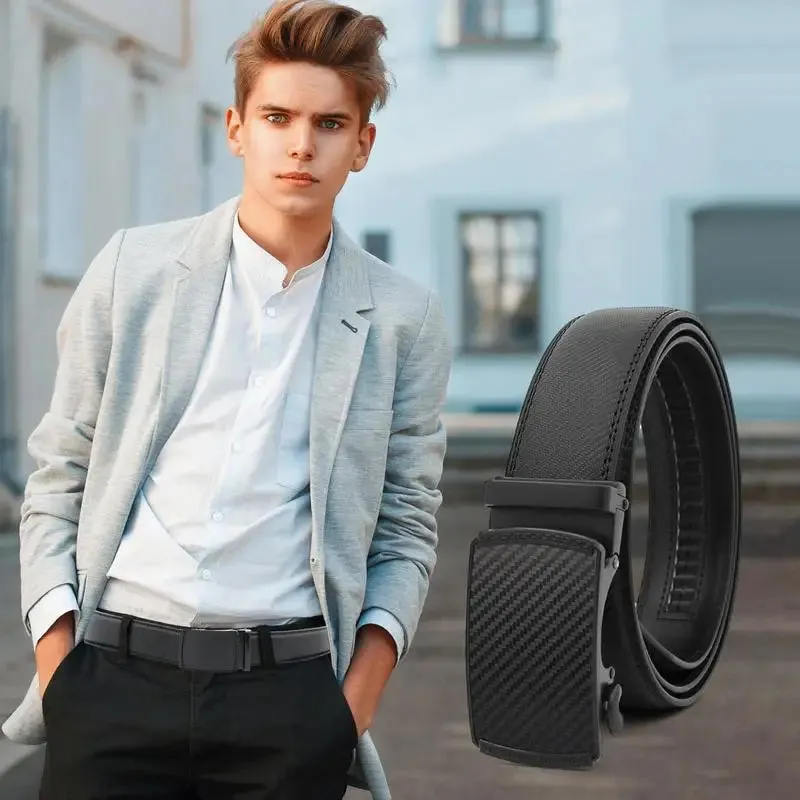Adjustable Ratchet Leather Belt for Men - Elegant Accessory for Formal and Casual Outfits