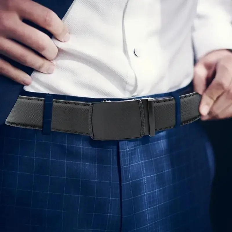 Adjustable Ratchet Leather Belt for Men - Elegant Accessory for Formal and Casual Outfits
