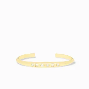 angled flat face cuff with multi shape crystals