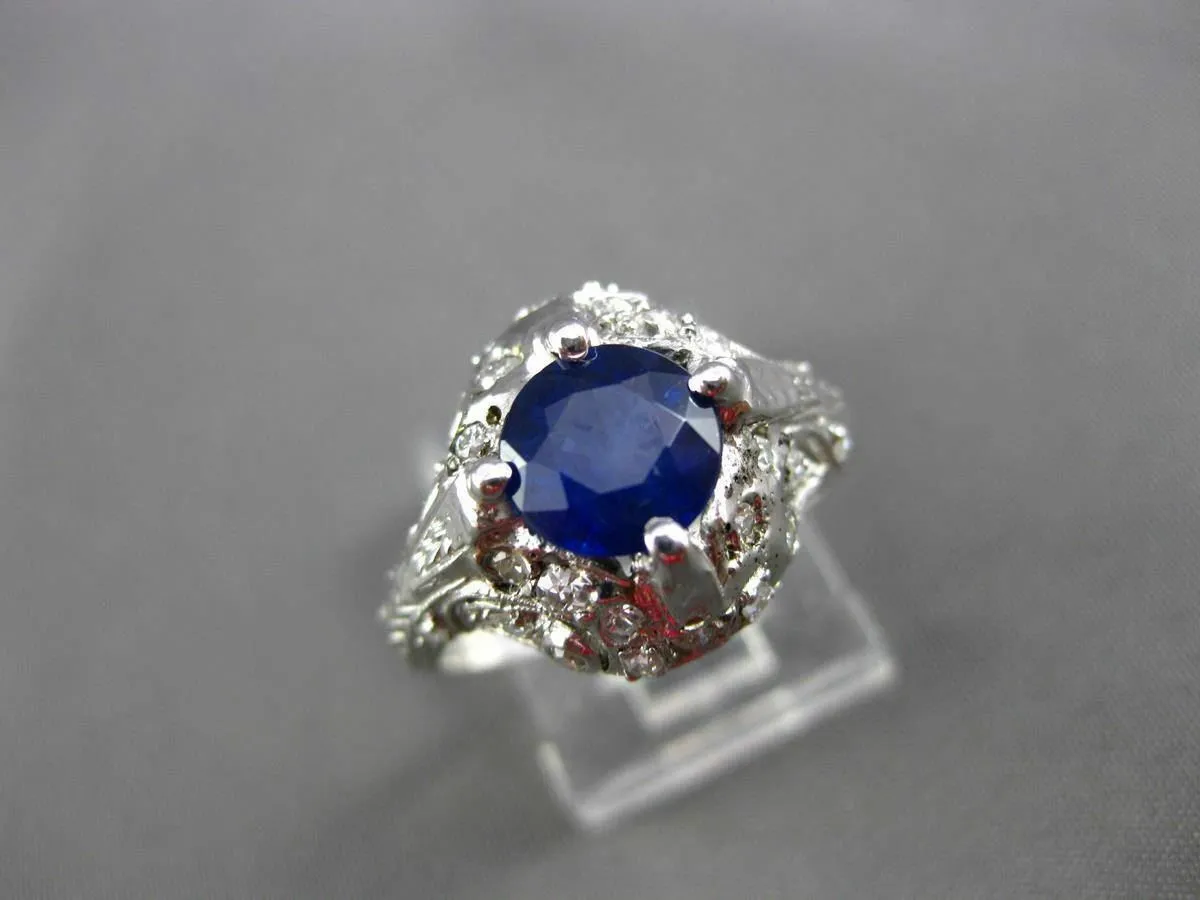 ANTIQUE 1.77CT OLD MINE DIAMOND & AAA SAPPHIRE PLATINUM COCKTAIL RING #11183