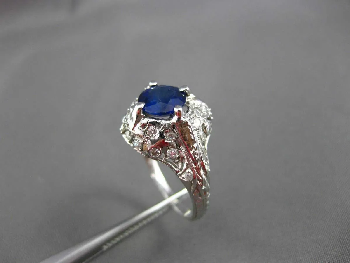 ANTIQUE 1.77CT OLD MINE DIAMOND & AAA SAPPHIRE PLATINUM COCKTAIL RING #11183