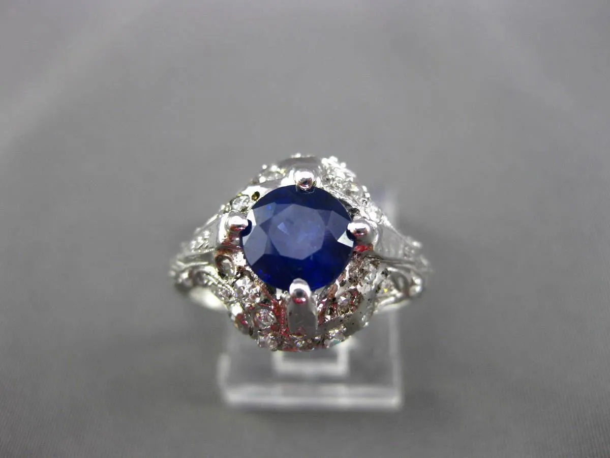 ANTIQUE 1.77CT OLD MINE DIAMOND & AAA SAPPHIRE PLATINUM COCKTAIL RING #11183