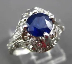 ANTIQUE 1.77CT OLD MINE DIAMOND & AAA SAPPHIRE PLATINUM COCKTAIL RING #11183