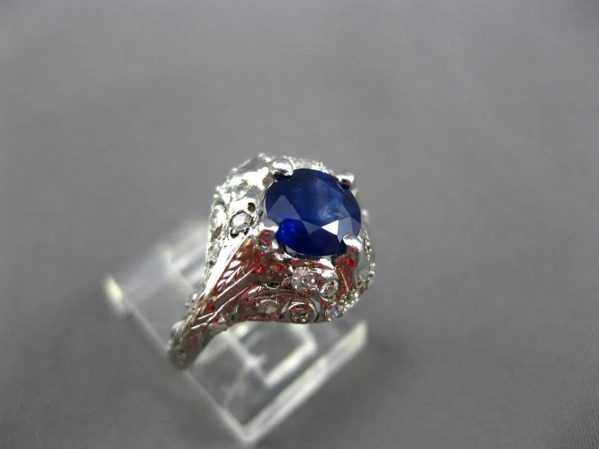 ANTIQUE 1.77CT OLD MINE DIAMOND & AAA SAPPHIRE PLATINUM COCKTAIL RING #11183