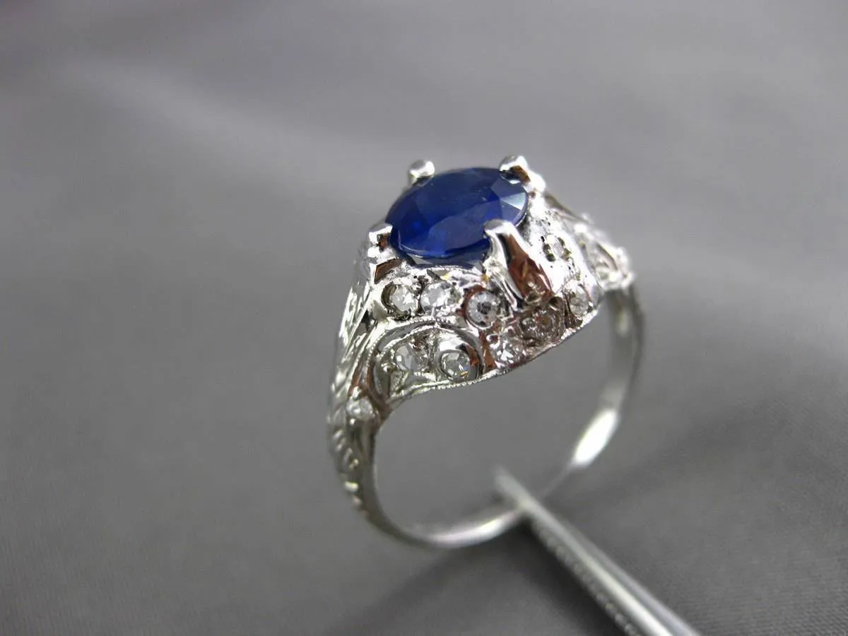 ANTIQUE 1.77CT OLD MINE DIAMOND & AAA SAPPHIRE PLATINUM COCKTAIL RING #11183