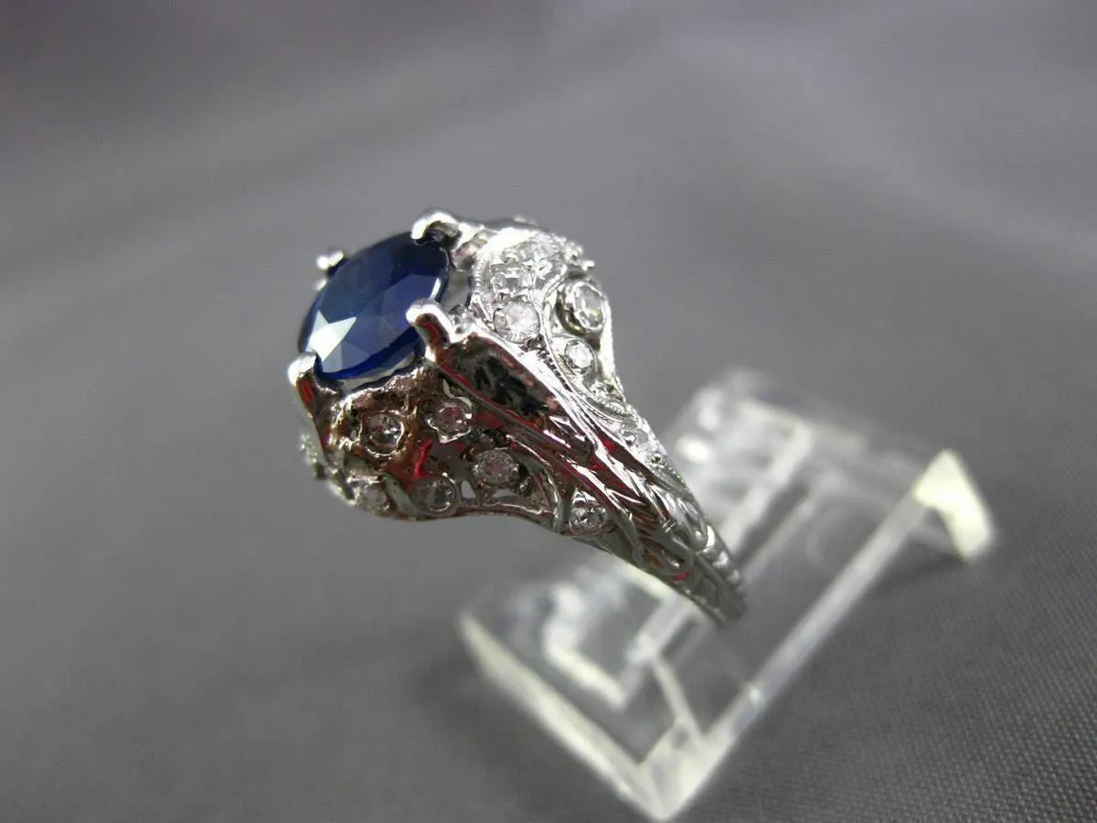 ANTIQUE 1.77CT OLD MINE DIAMOND & AAA SAPPHIRE PLATINUM COCKTAIL RING #11183