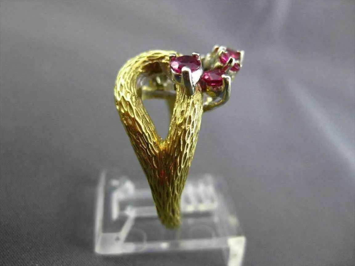 ANTIQUE .76CT OLD MINE DIAMOND & RUBY 18K TWO TONE GOLD COCKTAIL FUN RING #19257