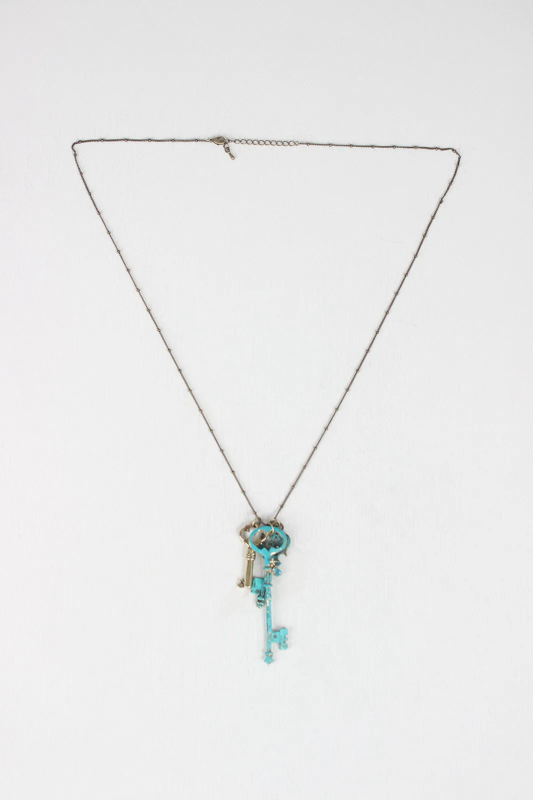 Antique Key Pendants Beaded Necklace