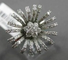 ANTIQUE LARGE 1.05CT DIAMOND 18KT WHITE GOLD 3D SUNFLOWER FUN COCKTAIL RING