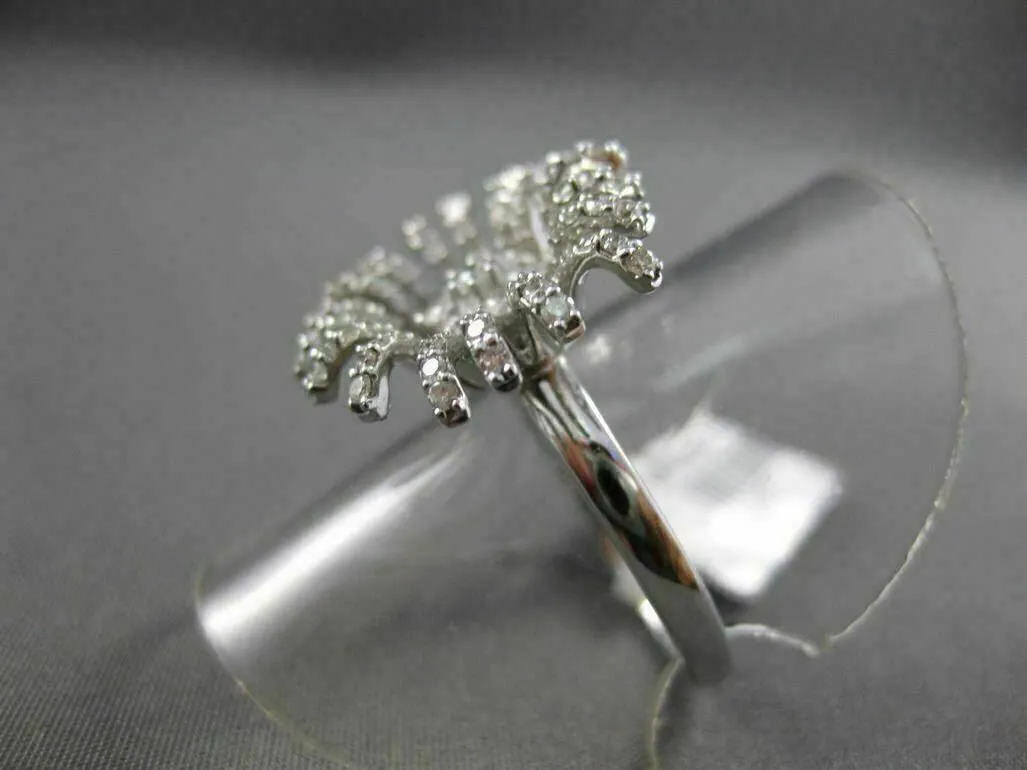 ANTIQUE LARGE 1.05CT DIAMOND 18KT WHITE GOLD 3D SUNFLOWER FUN COCKTAIL RING