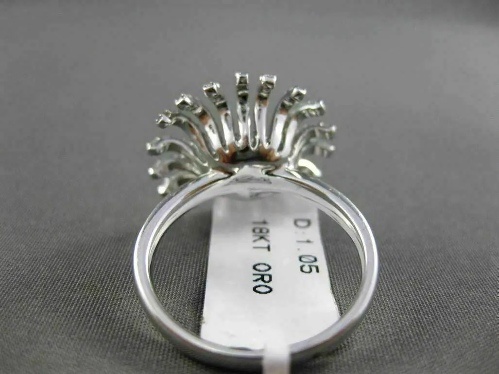 ANTIQUE LARGE 1.05CT DIAMOND 18KT WHITE GOLD 3D SUNFLOWER FUN COCKTAIL RING