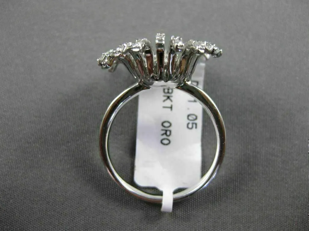 ANTIQUE LARGE 1.05CT DIAMOND 18KT WHITE GOLD 3D SUNFLOWER FUN COCKTAIL RING