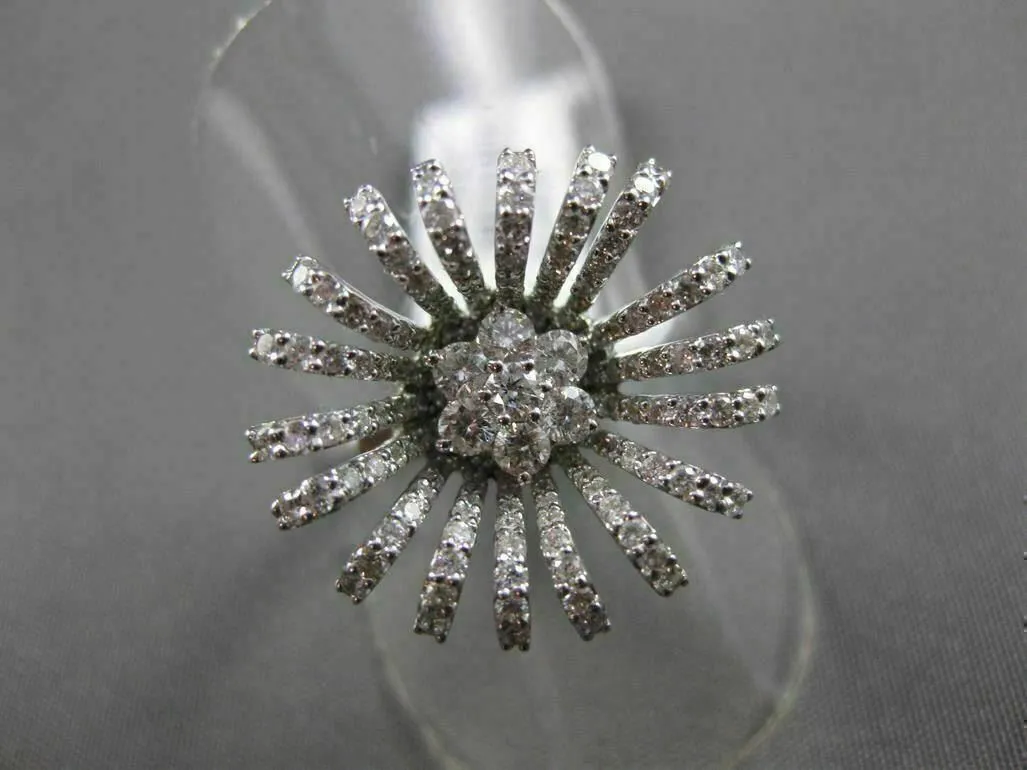 ANTIQUE LARGE 1.05CT DIAMOND 18KT WHITE GOLD 3D SUNFLOWER FUN COCKTAIL RING