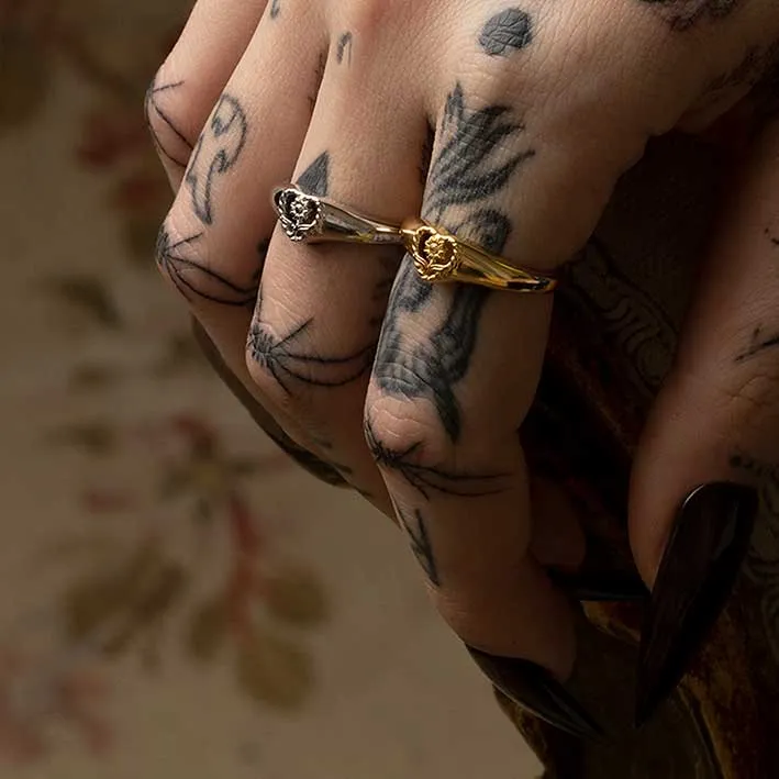 APRIL. Sunflower Heart Ring - Silver
