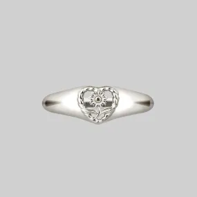 APRIL. Sunflower Heart Ring - Silver
