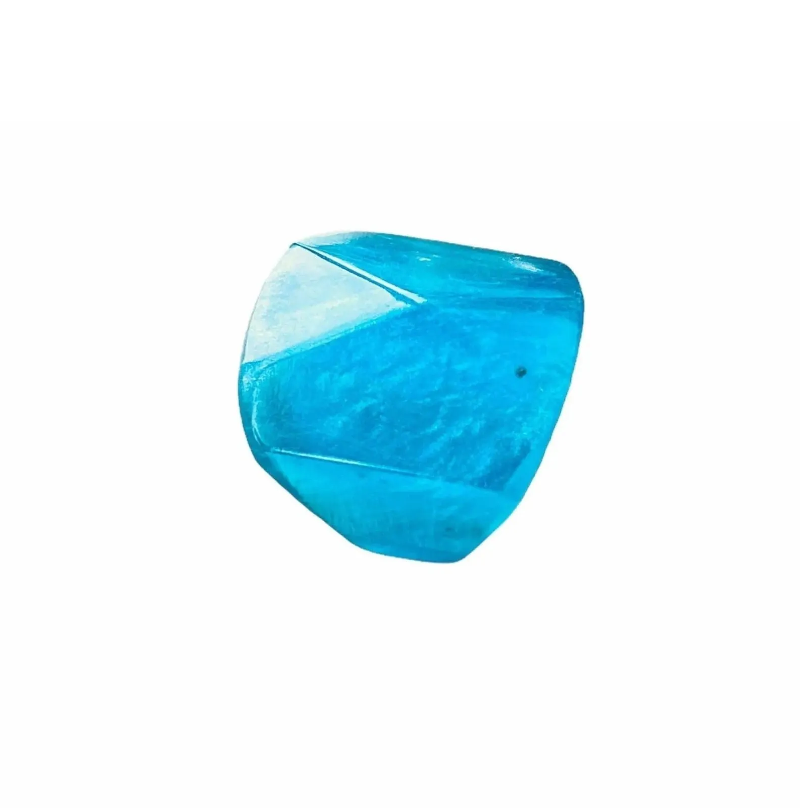 Aqua-blue Resin Square Pyramid Shape Modern Cocktail Ring