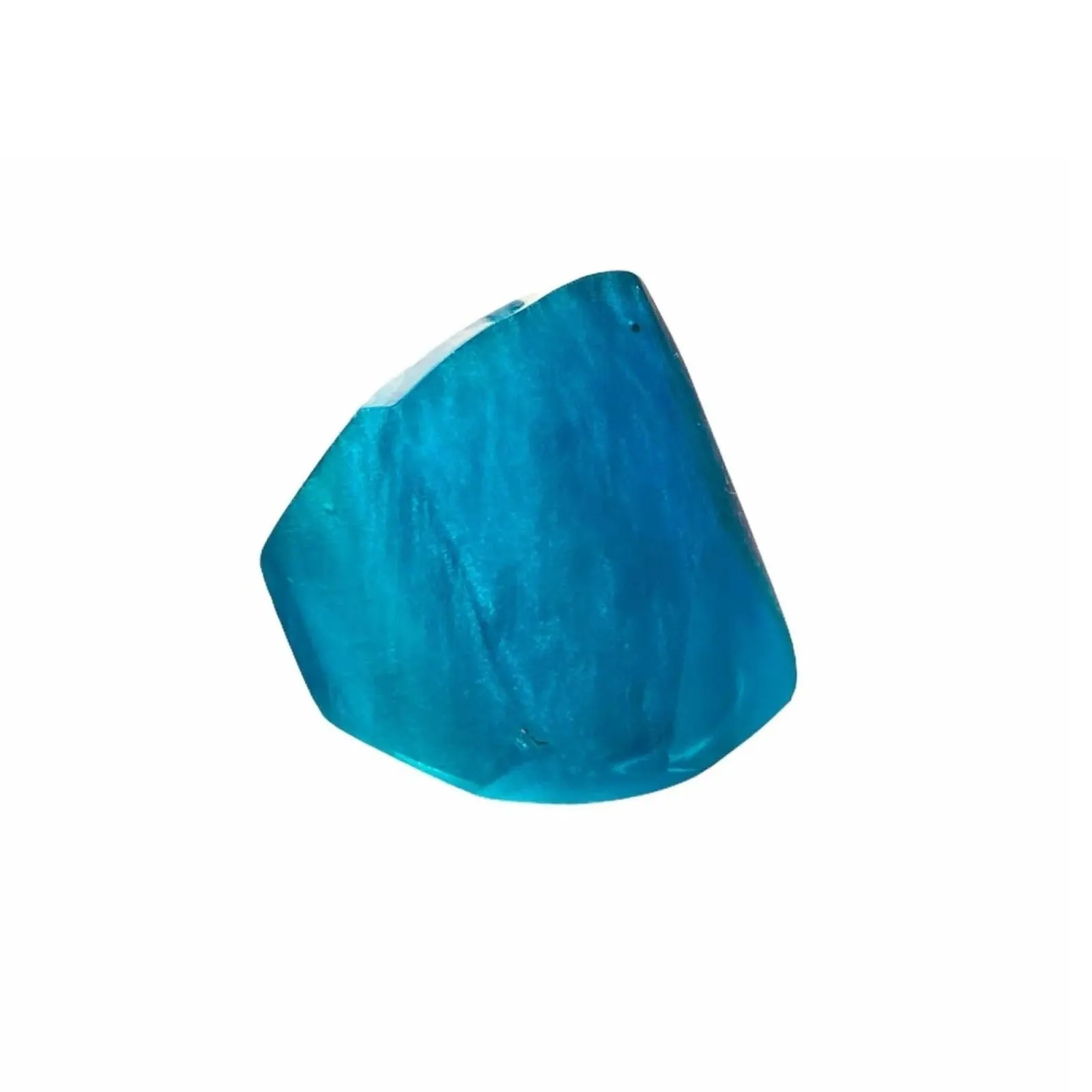 Aqua-blue Resin Square Pyramid Shape Modern Cocktail Ring