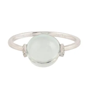 Aquamarine Bead Ball Pave Diamond Designer Ring 18k Gold Jewelry For Her