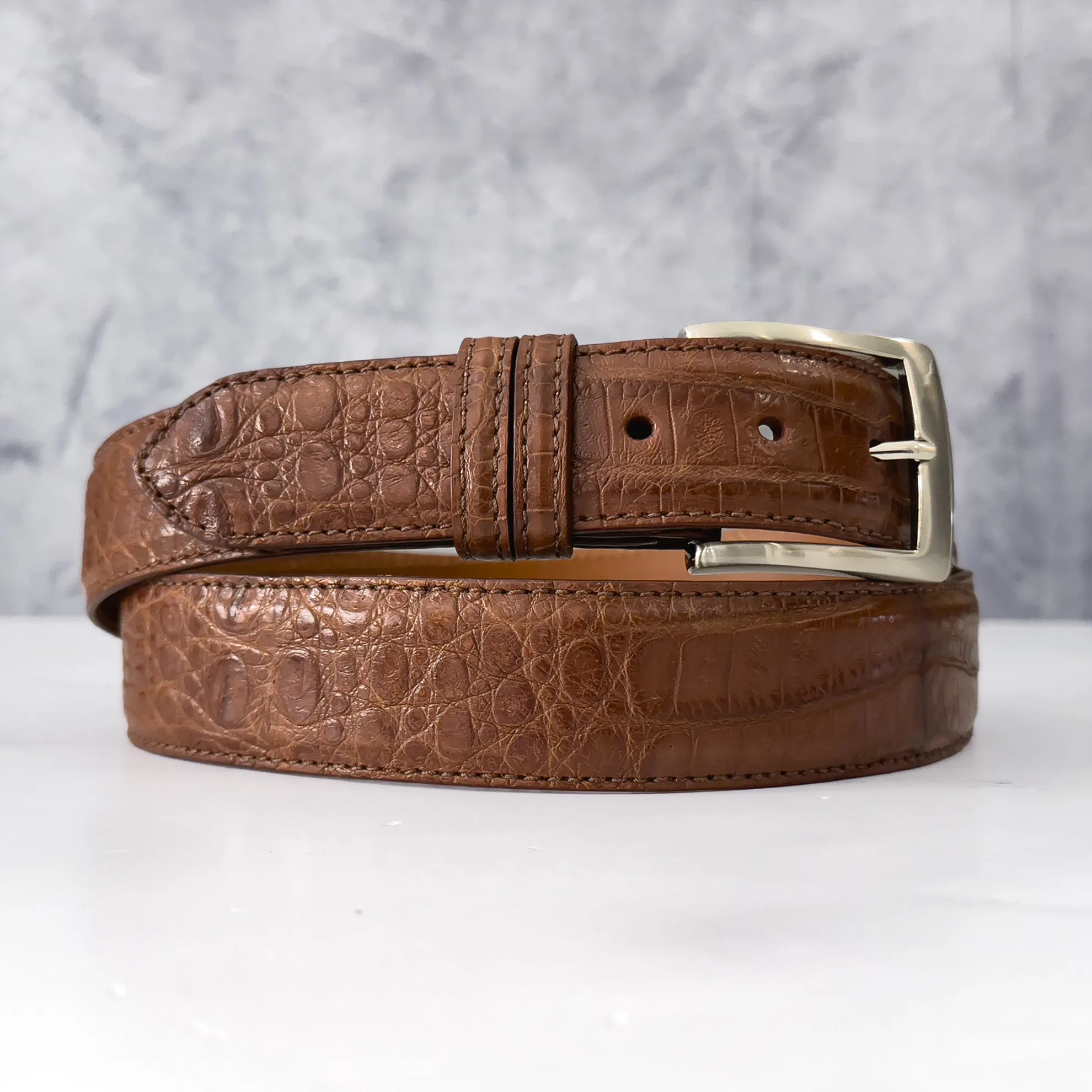 Argentine Caiman Belt: Dark Cognac