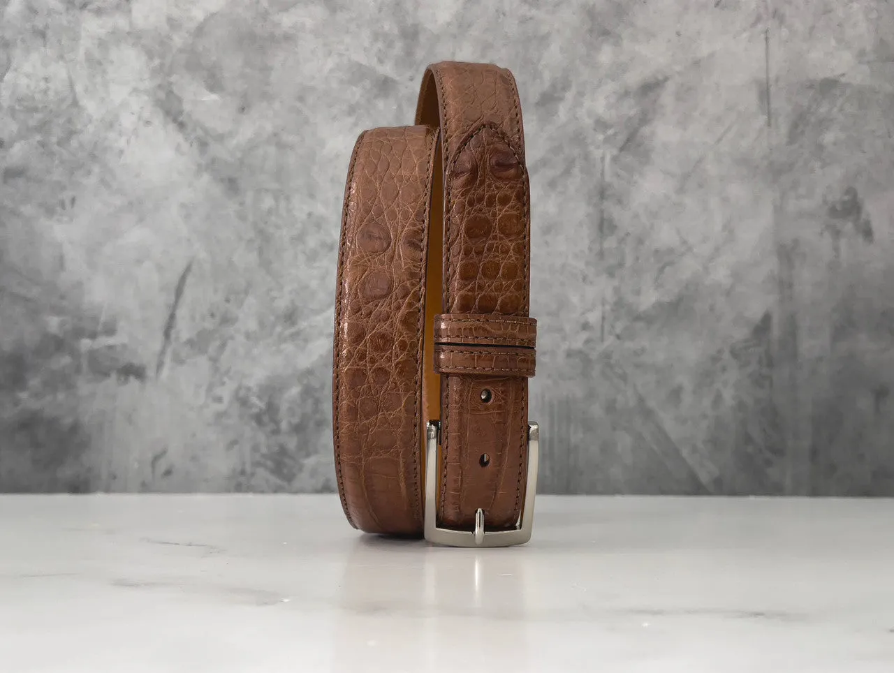Argentine Caiman Belt: Dark Cognac