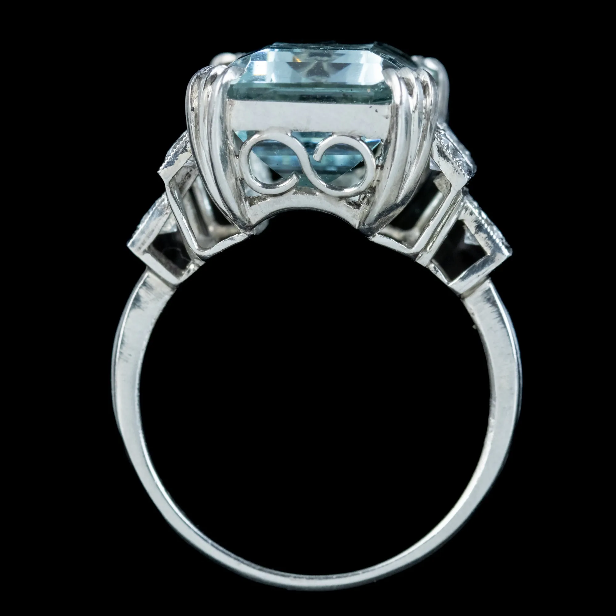 Art Deco Aquamarine Diamond Cocktail Ring 12.8ct Aqua