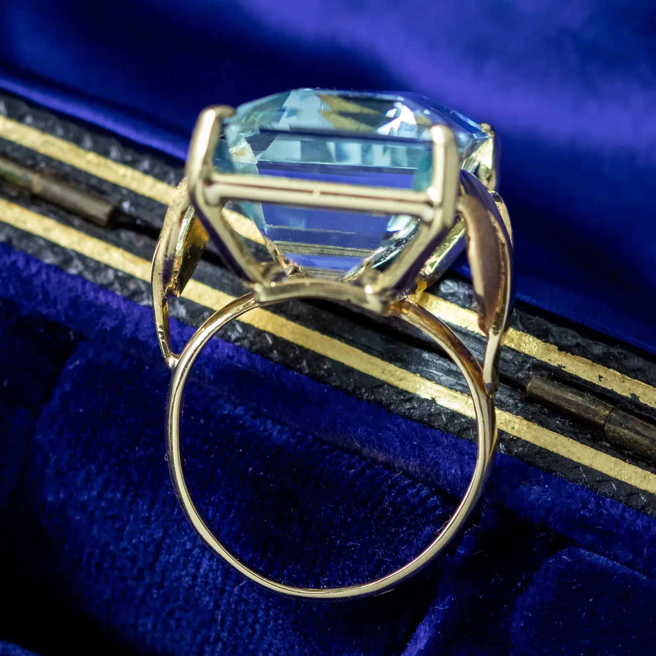 Art Deco French Aquamarine Cocktail Ring 26.24ct Aqua