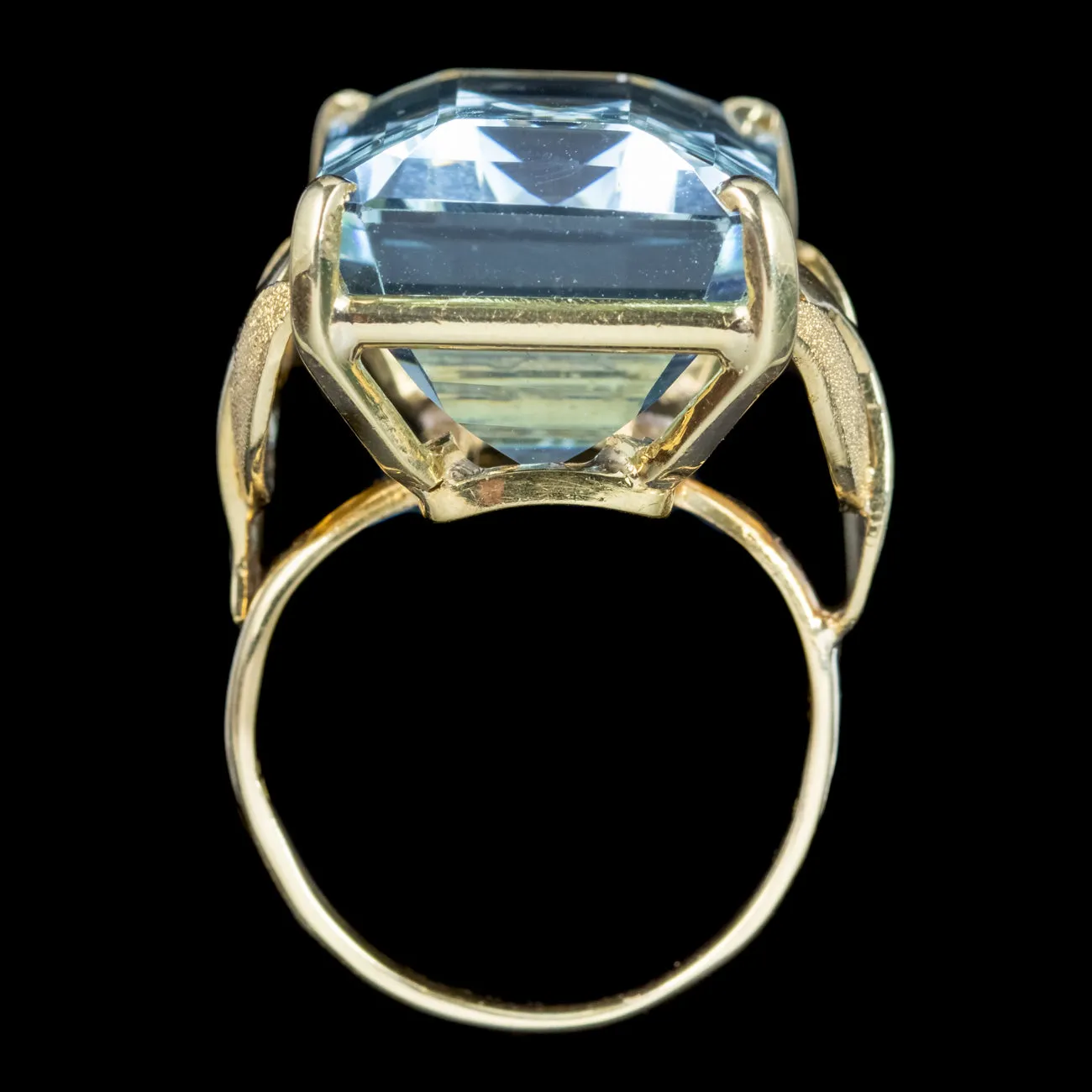 Art Deco French Aquamarine Cocktail Ring 26.24ct Aqua