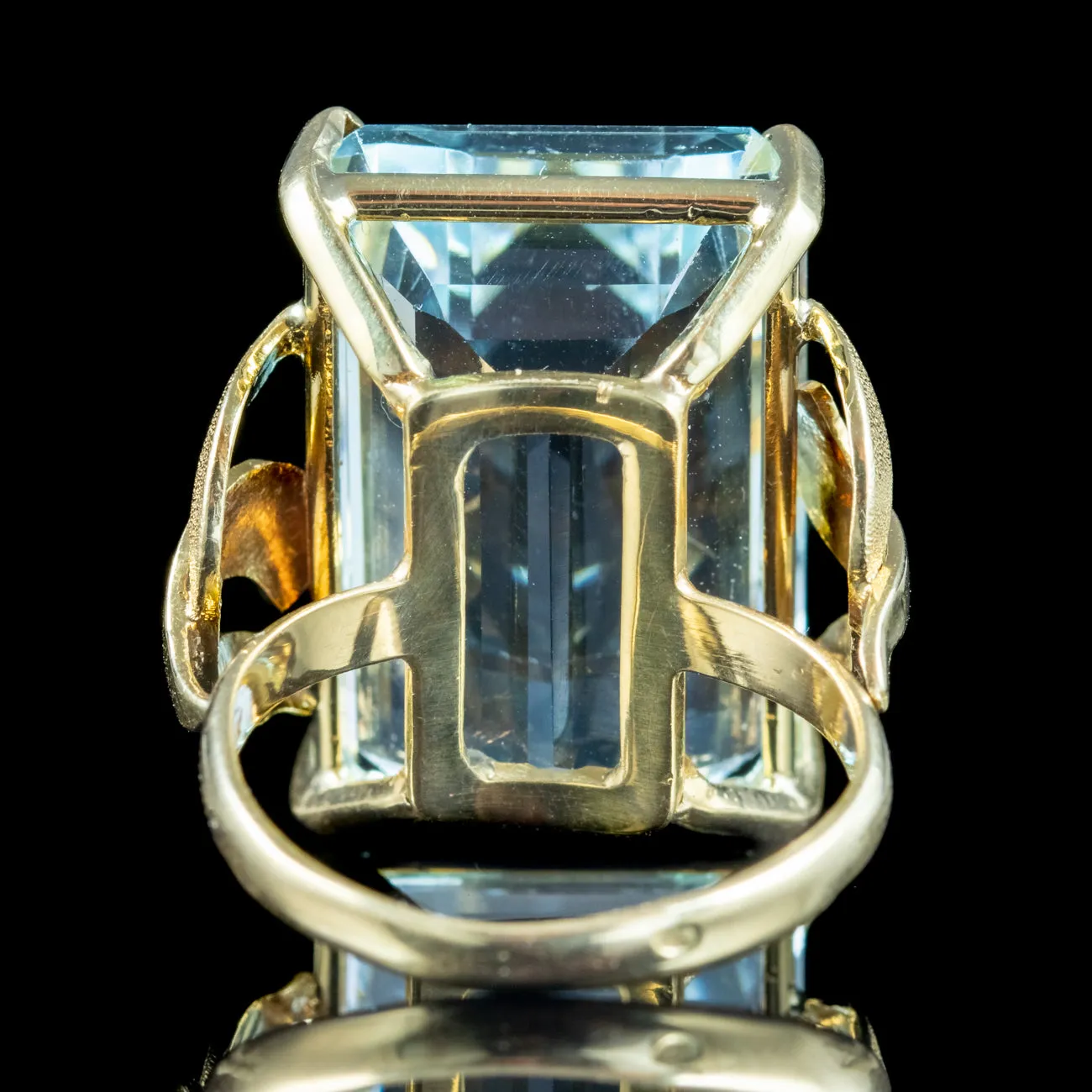 Art Deco French Aquamarine Cocktail Ring 26.24ct Aqua