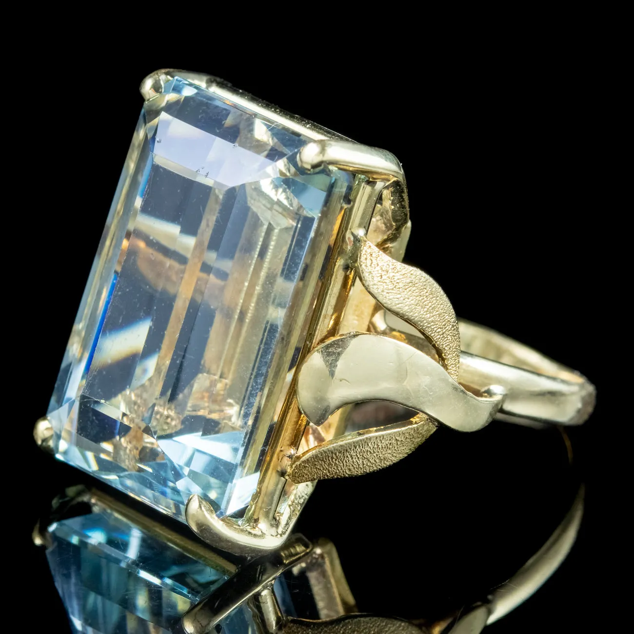Art Deco French Aquamarine Cocktail Ring 26.24ct Aqua