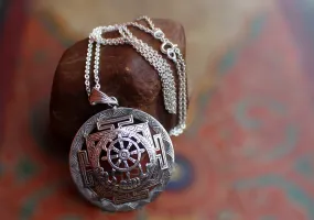 Auspicious Symbol Wheel of Life Mandala Pendant